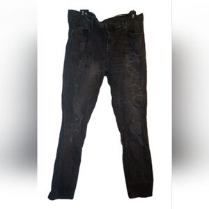 H&M Black Distressed Jeans Men's 38x32 Grunge Biker Skater Punk